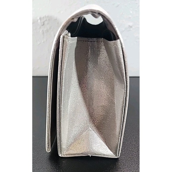 Vintage Bechamel Metallic Silver Clutch Handbag Purse W/ Strap Elegant - Picture 5 of 10